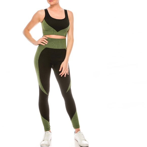 💜💛💚Seamless jacquard yoga set - Picture 4 of 6